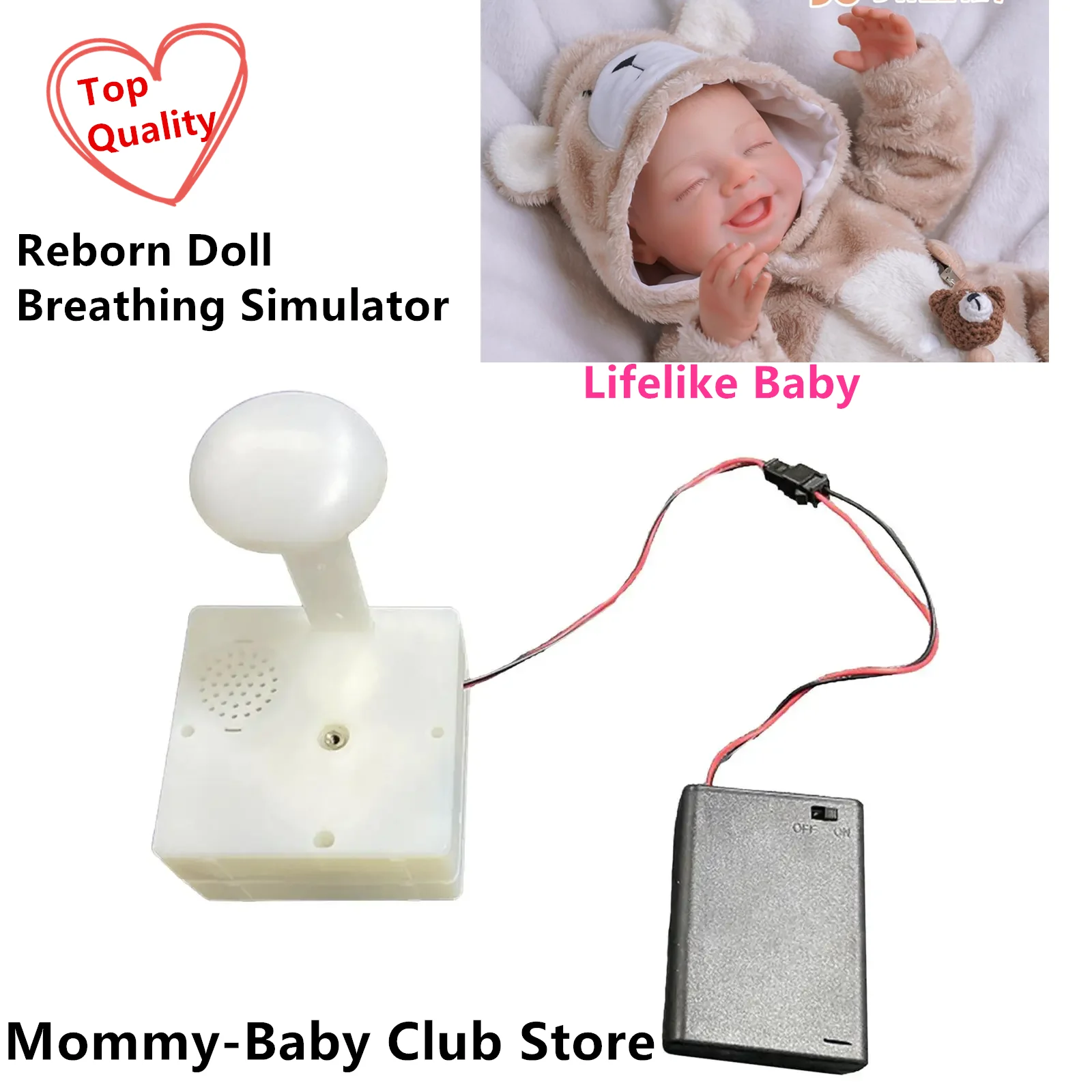 Reborn Doll Pulserend apparaat Pop Ademhalingssimulator voor herboren pasgeboren geschenken met levensecht slapen Levensecht babyspeelgoed Kinderpop