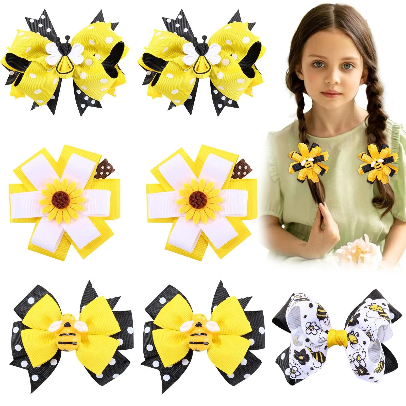 24pcs/lot Creative Bee Hair Clips for Baby Girls Cartoon Animal Hairpins Barrettes Hairgrips Kids Headwear Hair Accessories bulk