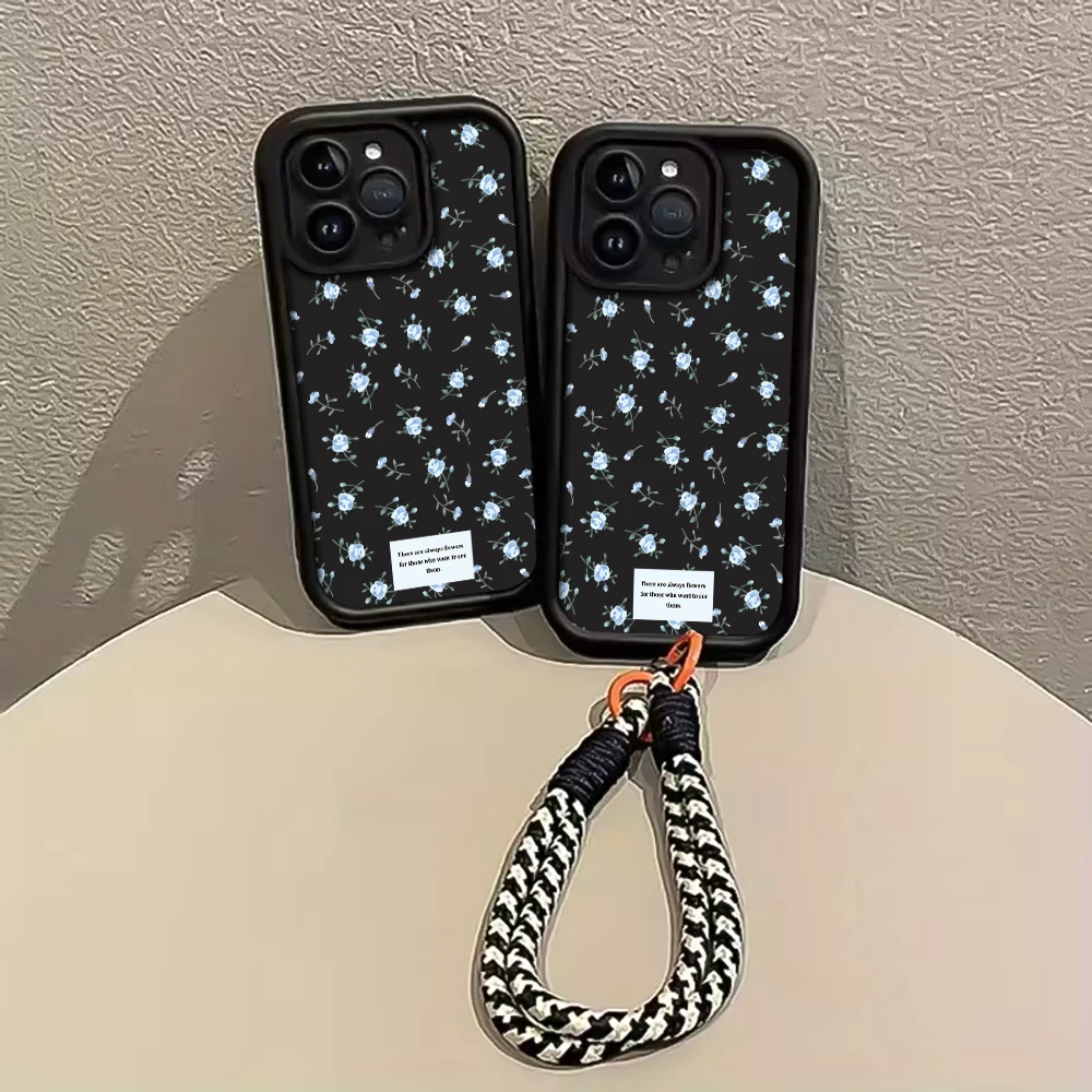 Hellblaue Rosen-Handyhülle mit Trageriemen für Samsung Galaxy Note 20 Ultra S25 S26 S24 Plus S24 S23 FE S23 S24 S25 Ultra A56 Cover – Detail 2