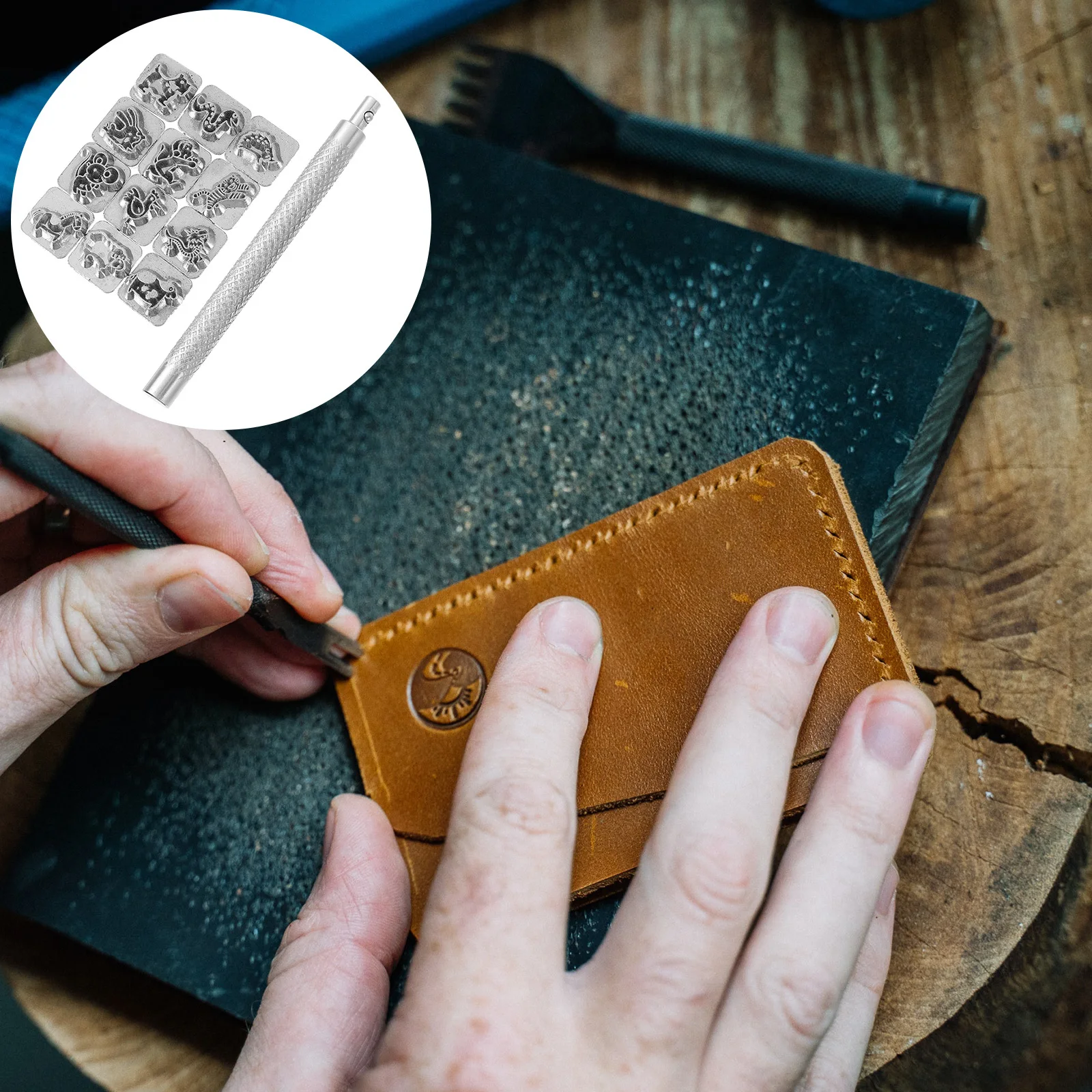 

1Set Chinese Zodiac Pattern Stamping Tool Premium Zinc Alloy Craft Kit Handle DIY Punch Set for Stamping Tool