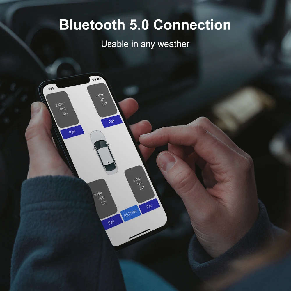 Tire Pressure Sensors Motorcycle TPMS Monitoring System 2/4 Tyre Pressure External for Motor Bluetooth-Compatible Android/IOS