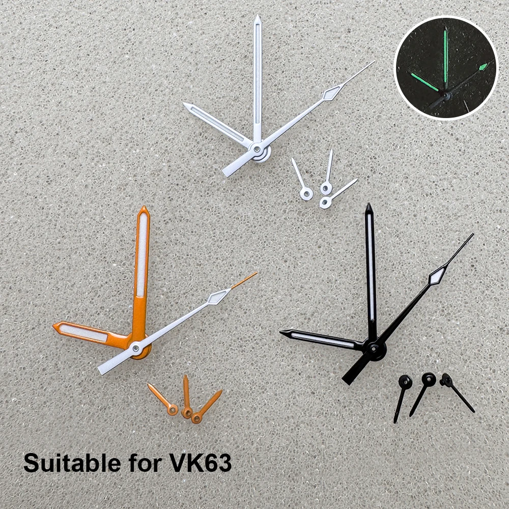 Watch Hands Watch Needles Fit VK63 Quartz Movement Green Luminous For Speed Watch Quartz Modification Accessories