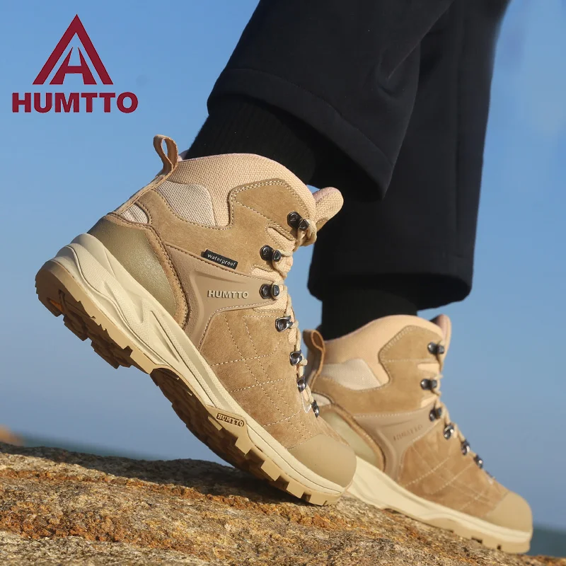 

Humtto Suede Leather Waterproof Hiking Shoes Mens Outdoor Climbing Shoes Winter Warm Hiking Boots Sports SneakersTrekking Shoes