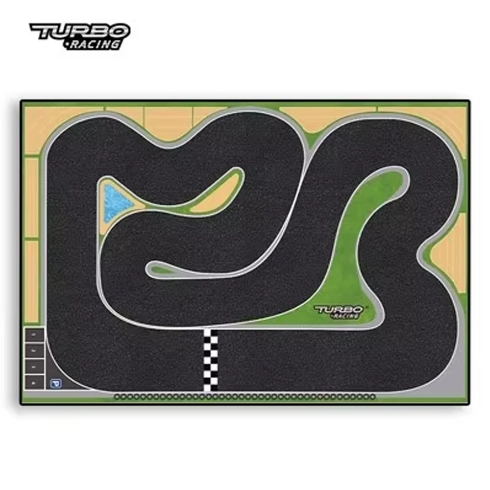TURBO RACING Scène Track Runway Mat 50x95cm 160x90cm 120x80cm 1/76 Mini Afstandsbediening Auto Desktop Track Cement Pier Obstakel