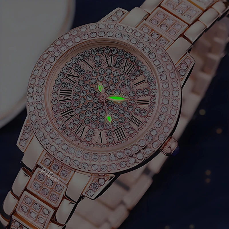 Pffee Silver Gold Luxury Watch Ladies Quartz Wrist Watches Women Ice Out Timepiece zegarek For Girls Gift