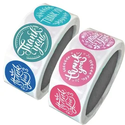 50-500pcs Round Thank You For Your Order Sticker Thanks For Shopping Small Shop Local Handmade Sticker Blue Pink Labels Sticker