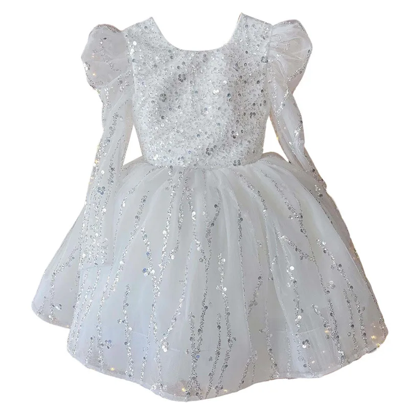 Baby Girls Formal Party Dress Infant Girl Sleeveless Sequins Tulle Ball Gowns Children Vestidos for Wedding Birthday Pageant