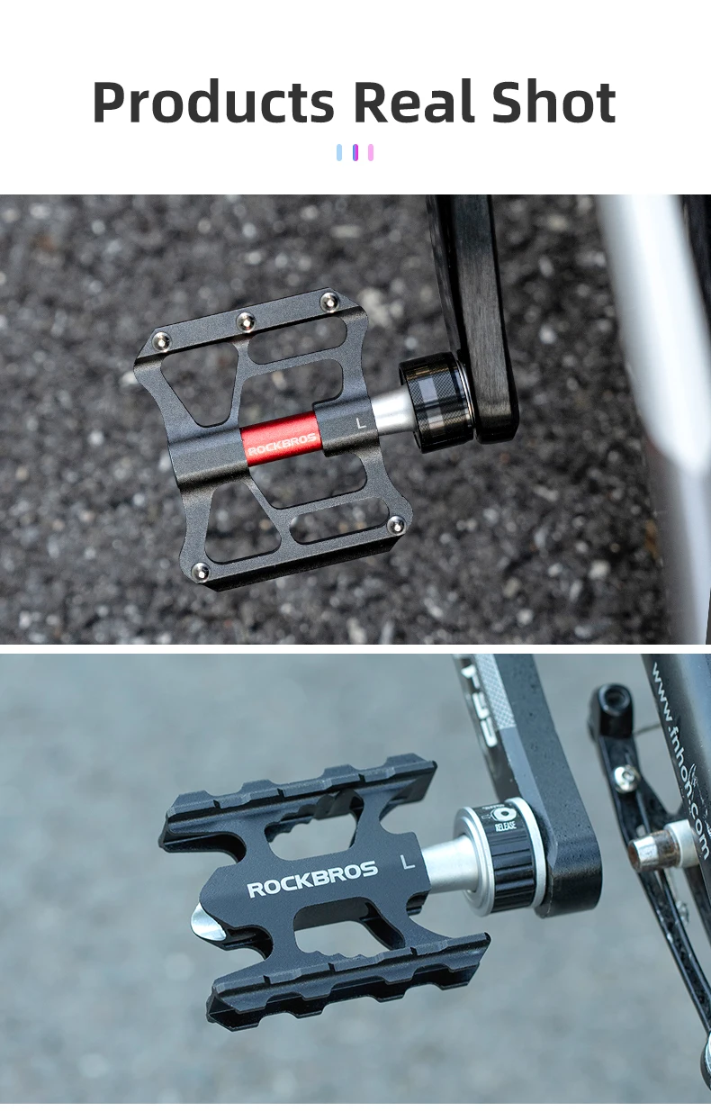 ROCKBROS Fahrrad Pedales Mtb Quick Release CNC Regendicht Dichtung Lager 8,2 cm Verbreitert Nicht-slip Chrom Molybdän Bike Straße pedal – Detail 10