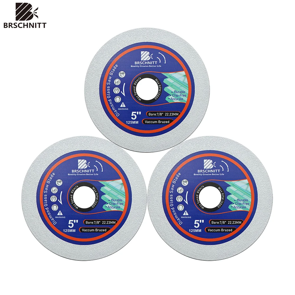 BRSCHNITT 1/3pcs Dia 125mm Diamond Cutting Disc Marble Glass Cutting Tile Crystal Jade Wine Bottles Diamond Glass Saw Blade