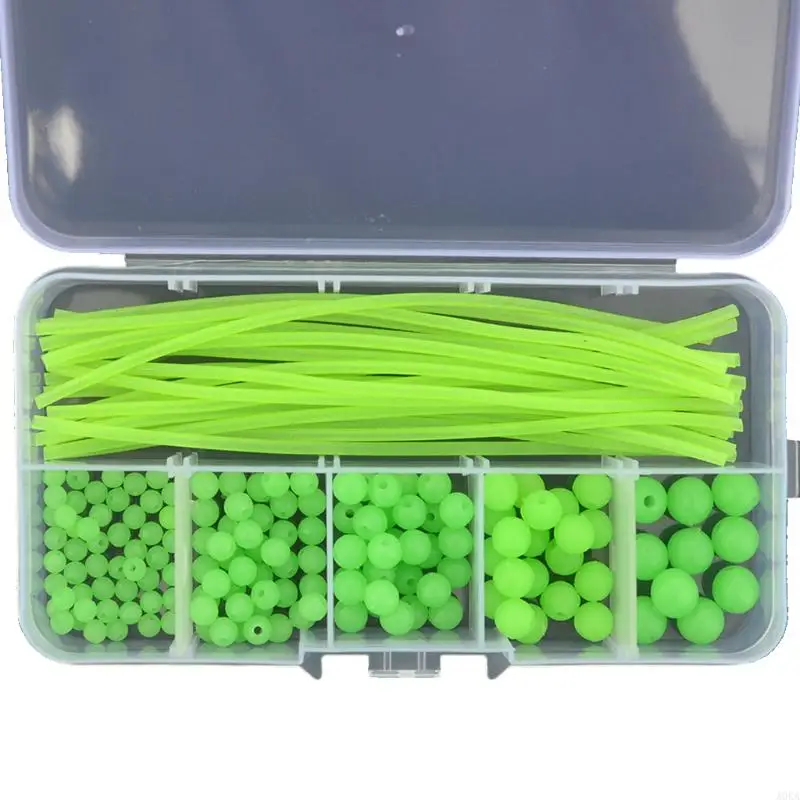 A0KA 170 Pcs/Box Glow Fishing Assorted Oval Beads Night Luminous Tube Tackle