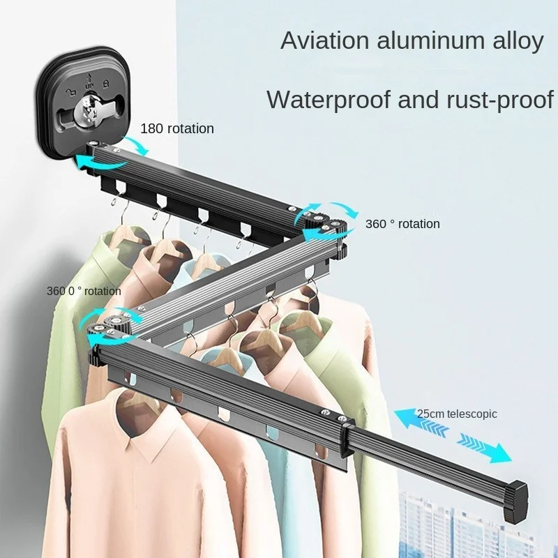 

Retractable Clothes Drying Rack No Punching Laundry Drying Rack Wall Mount Suction Cup Drying Rack Travel Portable Hanger