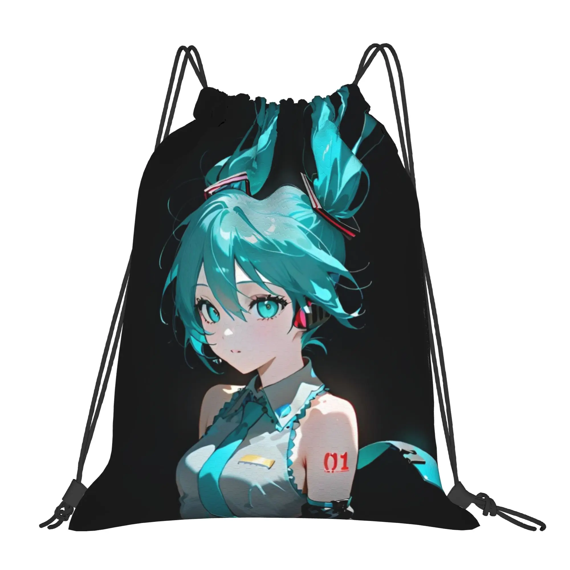 

H-Hatsunes Mikus Bag Drawstring Backpack Sports Gym Sackpack Water Resistant String Bag for Working Out 36cm (W) x 43cm (H)