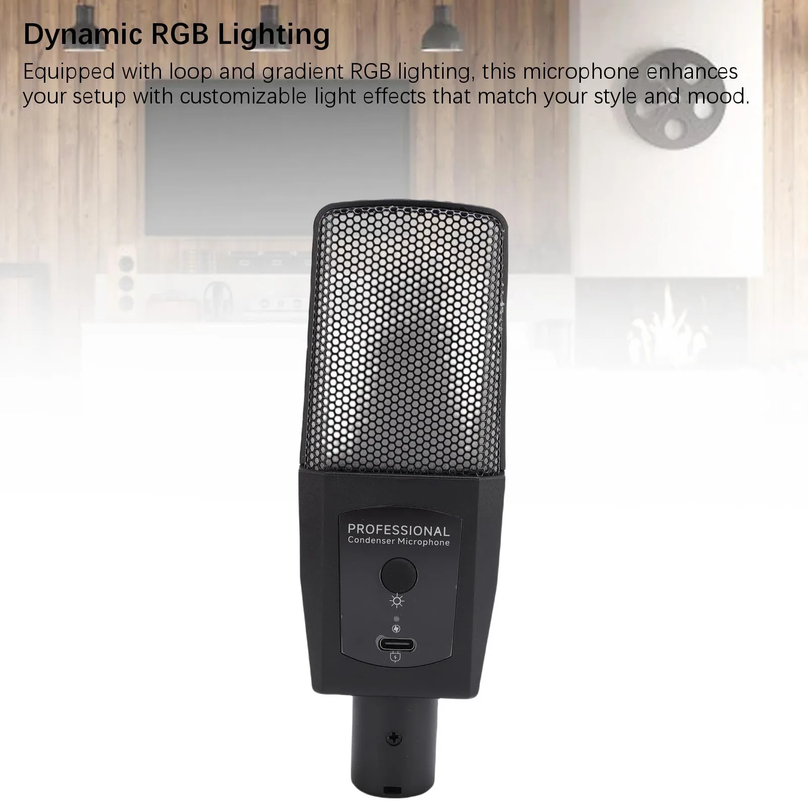 ميكروفون ألعاب مع ميكروفون مكثف للكمبيوتر USB بإضاءة RGB مع حامل ثلاثي القوائم لتسجيل استوديو البث للكمبيوتر الشخصي