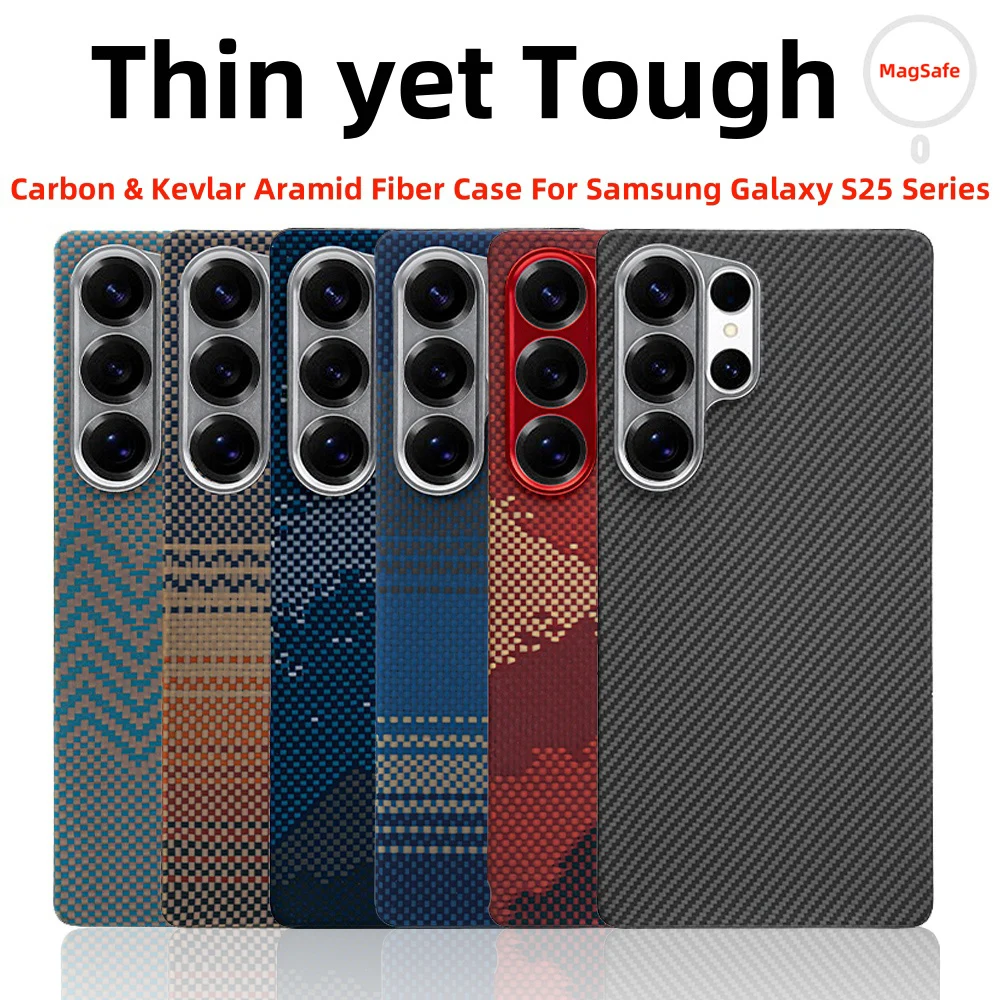 

Для samsung s25 ультра чехол карбон 600d кевлар арамидное волокно magsafe ткань ультратонкий жесткий чехол s25plus магнитный черныйSlimlight