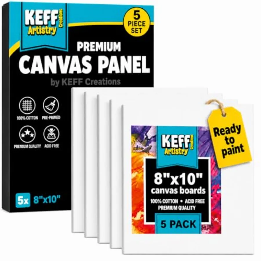 Canvas for Painting - 5-Pack Canvas Value Pack - 100% Cotton Triple Primed Small Canvases for Painting. Mini Canvases Bulk Set