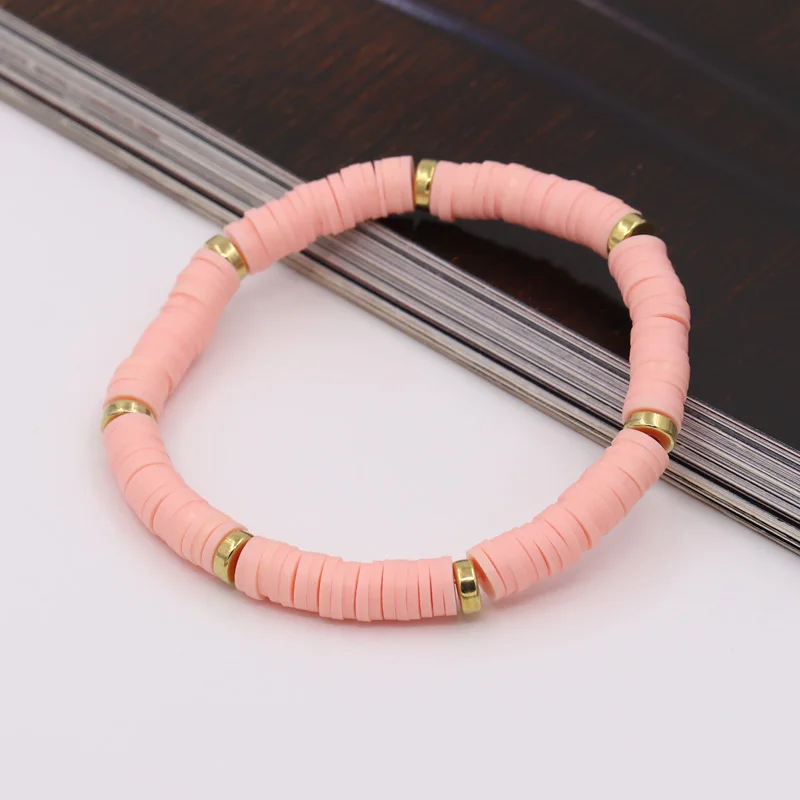 Boho Schmuck Armbänder für Frauen Mode Regenbogen Bunte Polymer Clay Perlenarmband Geschenk Damen Mädchen Handgelenk-Accessoires – Detail 10