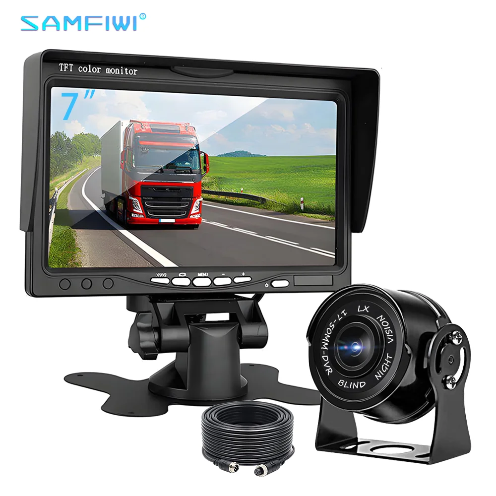 

7" 2CH Split Screen Vehicle Monitor AHD Backup Camera Rear View Camera For Car RV/Truck/Bus/Trailer/Camper DC12~24V
