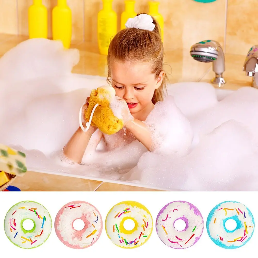 Adorable Color Donut Bath Bomb Delightful Scent Skin Friendly Bath Salt Balls Moisturized Smooth Lemon Smell Bubble Bath Bombs