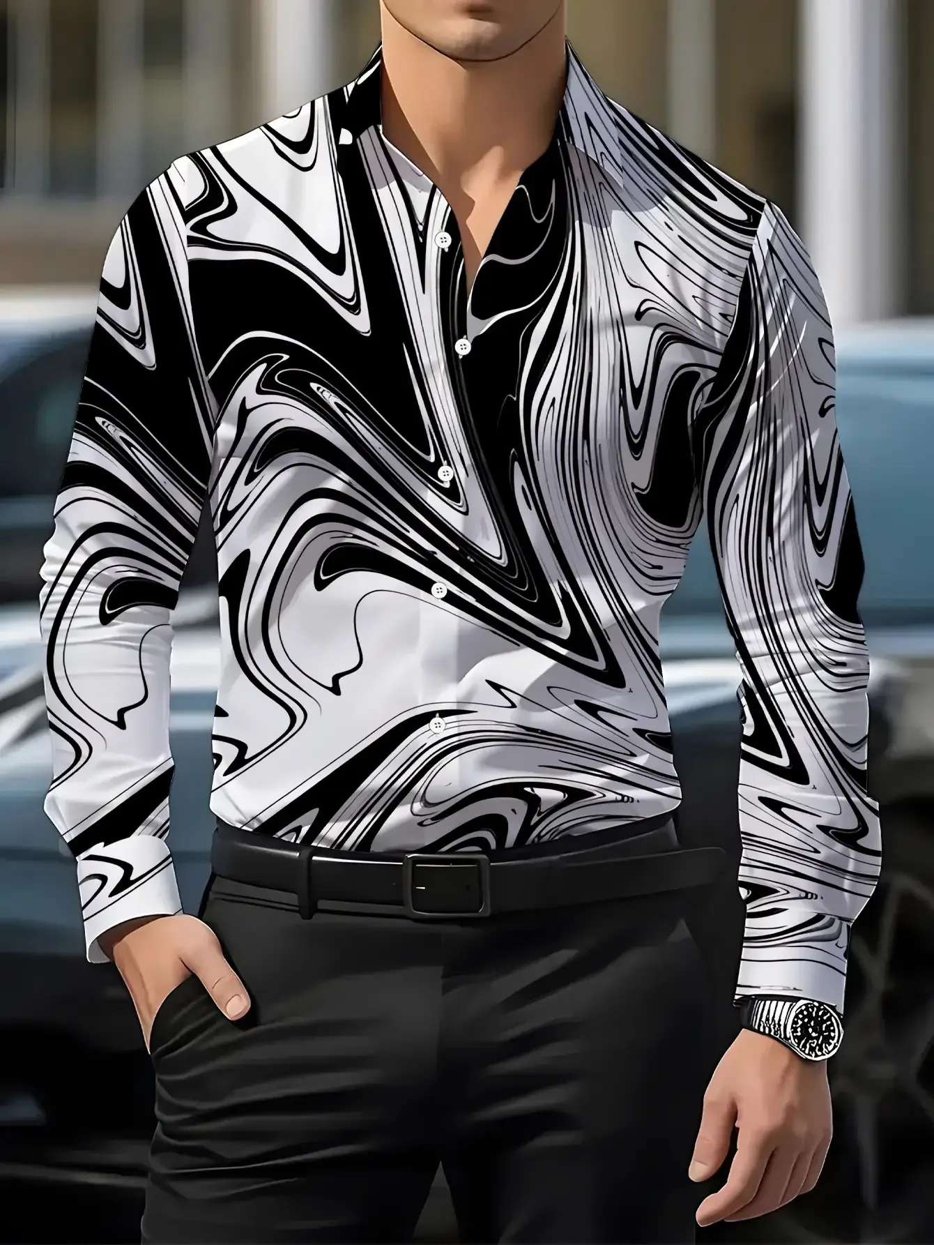 Camisa masculina de manga comprida com estampa estilo leopardo, camisa masculina estampada com estampa de leopardo personalizada,