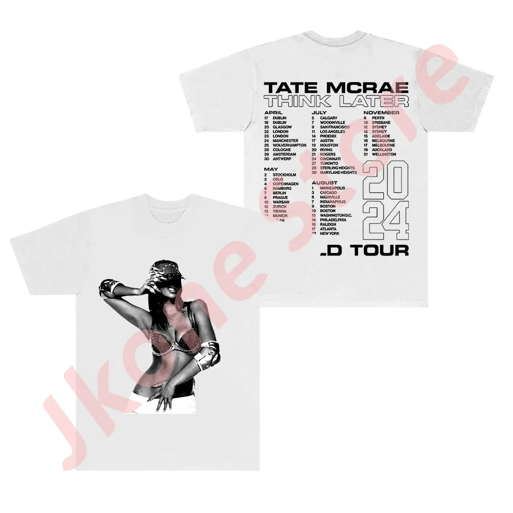 Tate McRae Think Later World Tour Merch T-shirts Cosplay Women Men Fashion Casual Crewneck Short Sleeve Tee