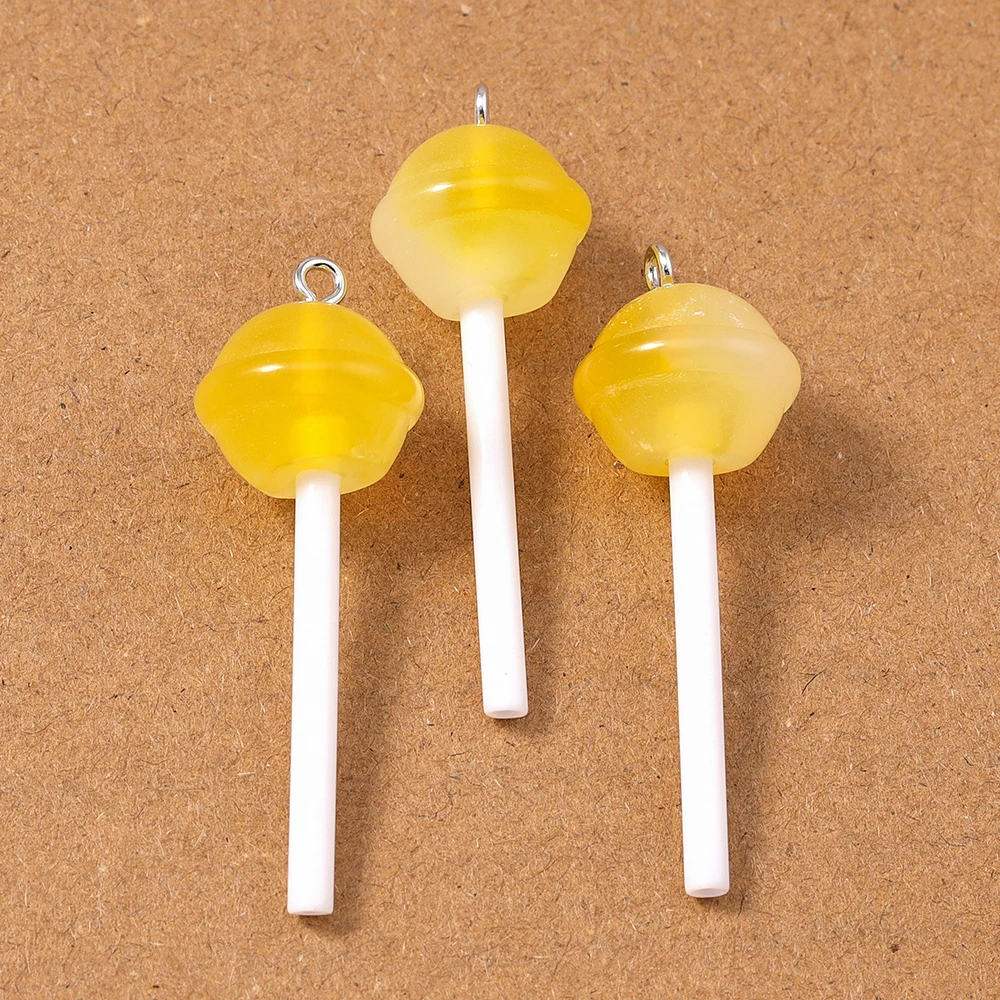 10 Stück 47*15mm Bunte Harz Candy Lollipop Charms Anhänger für Schmuckherstellung DIY Ohrringe Halskette Zubehör Zubehör – Detail 4