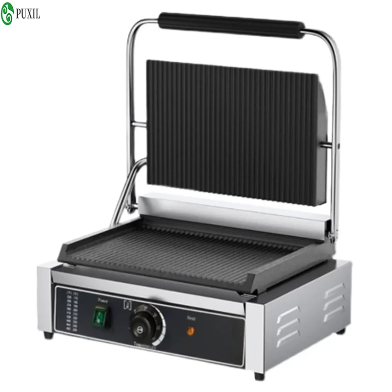 

Electric striped barbecue commercial sandwich hot plate grill Italian steak machine single stove bread maker