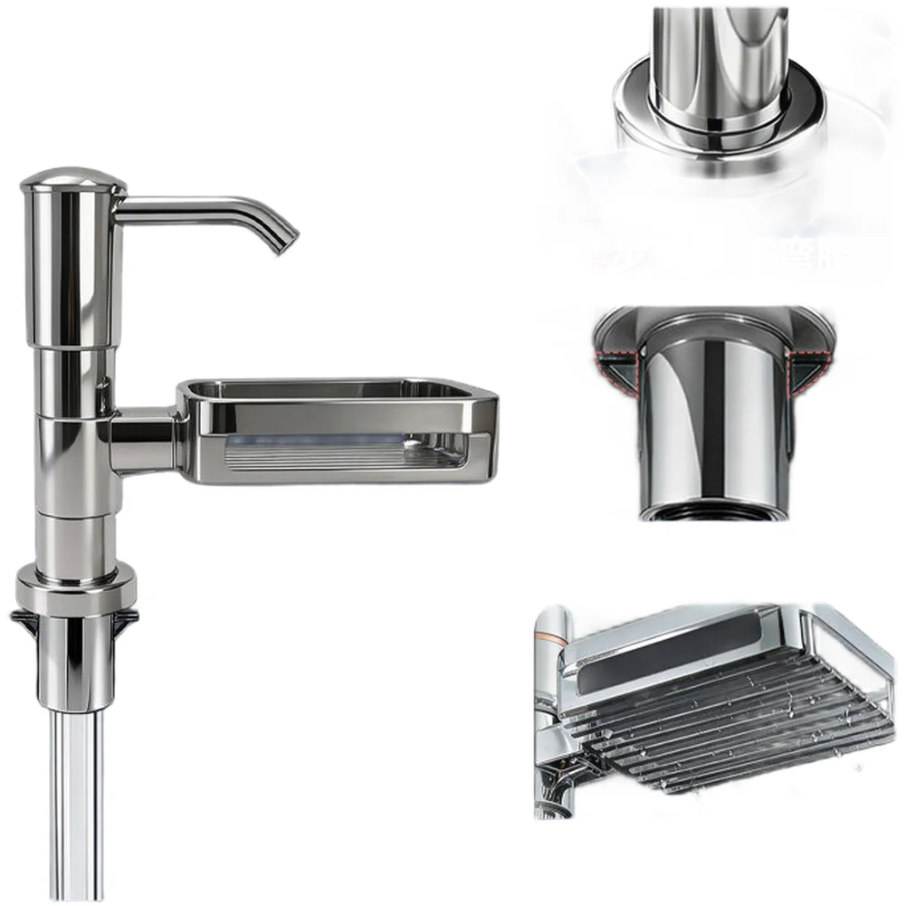 Kitchen Sink Soap Dispenser Stainless Steel and ABS Materials Wide Press Head Design Long Life Spring 10 11.5 20 cm