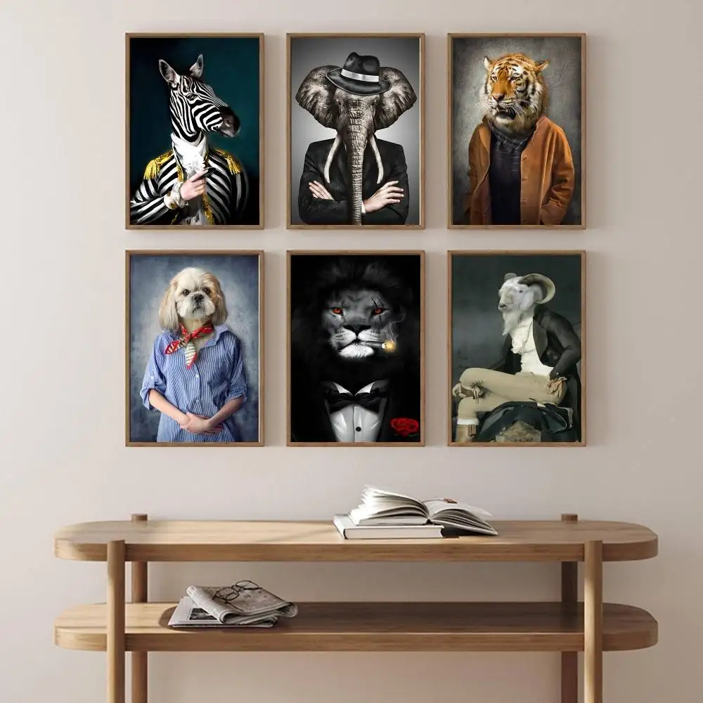 النمط الأوروبي زيبرا رئيس وجسم الإنسان فرملس الملصقات والمطبوعات الرجعية جدار الفن الحيوانات صور لديكور غرفة المعيشة المنزلي