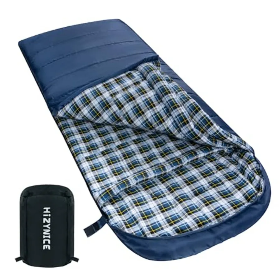 

Cold Weather Sleeping Bag 100% Cotton Flannel XXL for Adults Big and TallFree Compression Sack