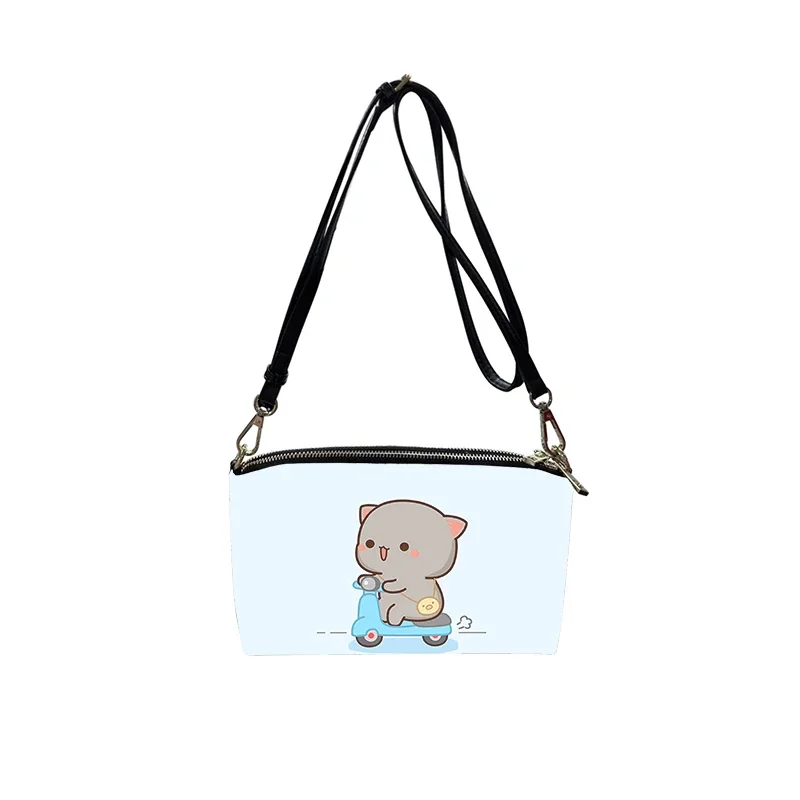 

Peach Cat Cartoon cute PU Crossbody Bag 2023 New Women's Fashion Shoulder Bag Minimalist Small Square Bag for Women