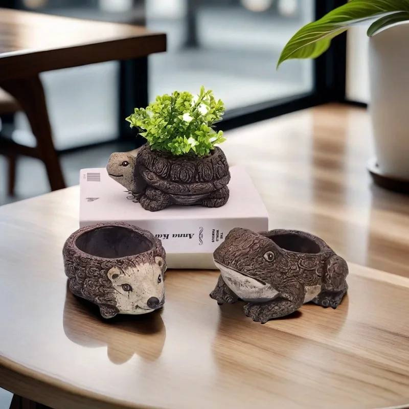 

1pcs Cartoon Turtle Flower Pot - Resin Animal Planter for Garden Balcony Decor Mini Cute Outdoor Yard Decoration Accessories
