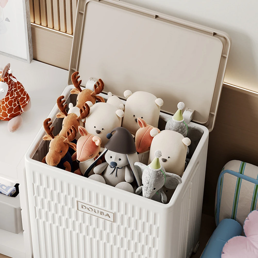 

Складная корзина для белья с колесиками, органайзер большой емкости, пластиковый контейнер для хранения одежды, полотенец и домашней организации