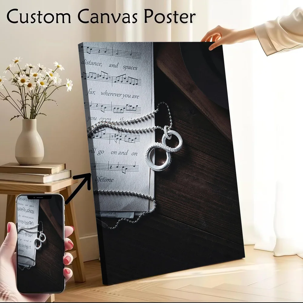 Infinity Necklace on Sheet Music Canvas Poster Customizable Pictures Wall Art Canvas Painting for Home and Decoration Wand Deko