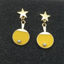 New five-pointed star table tennis earrings table tennis enamel earrings sports earrings sports souvenir earrings jewelry