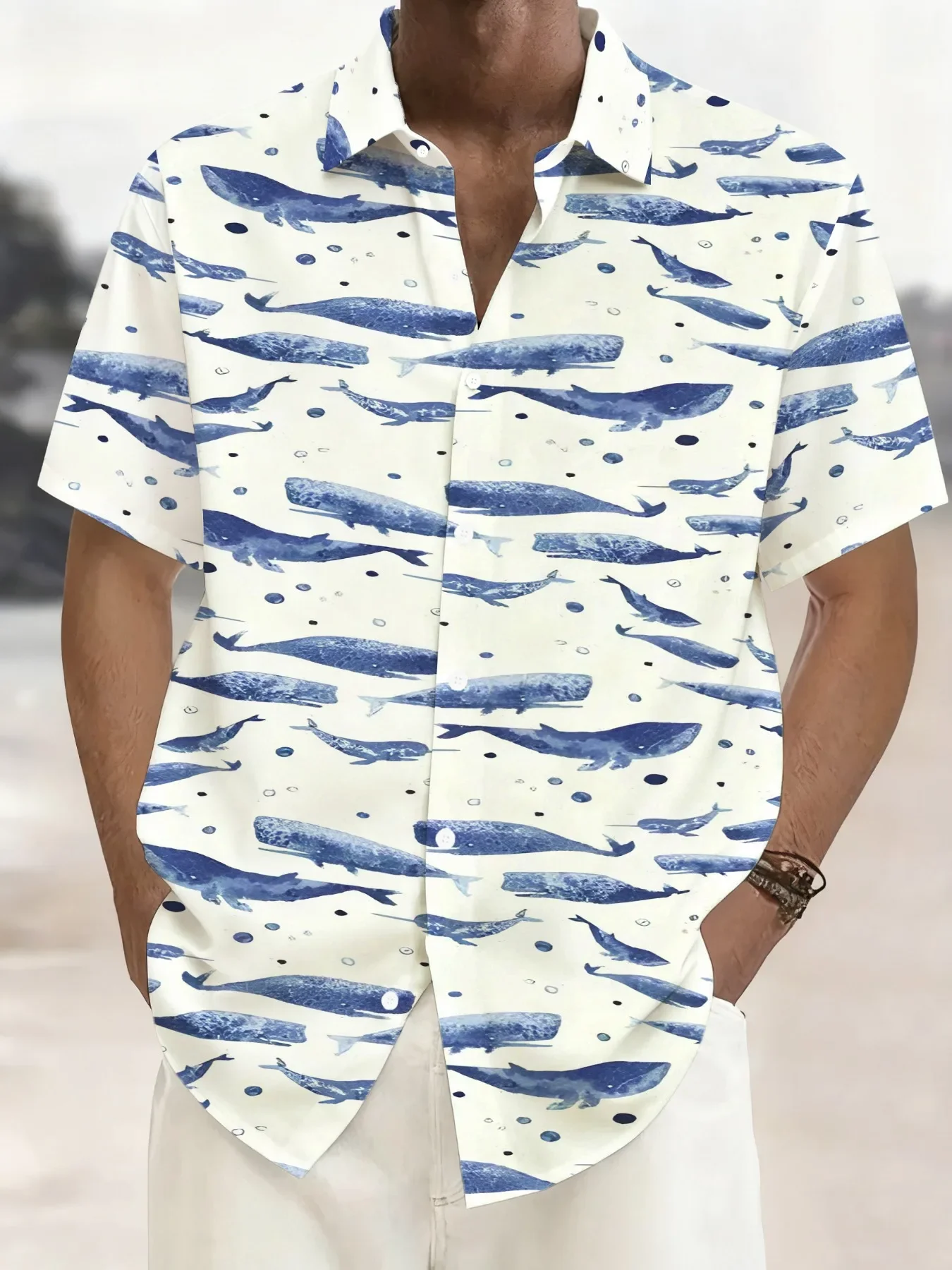 

Summer Trendy Men's Man Short Sleeve Hawaiian Shirt Cool Beach Print Loose Fit Casual Fashion Tops For Vacation & Daily Outfits