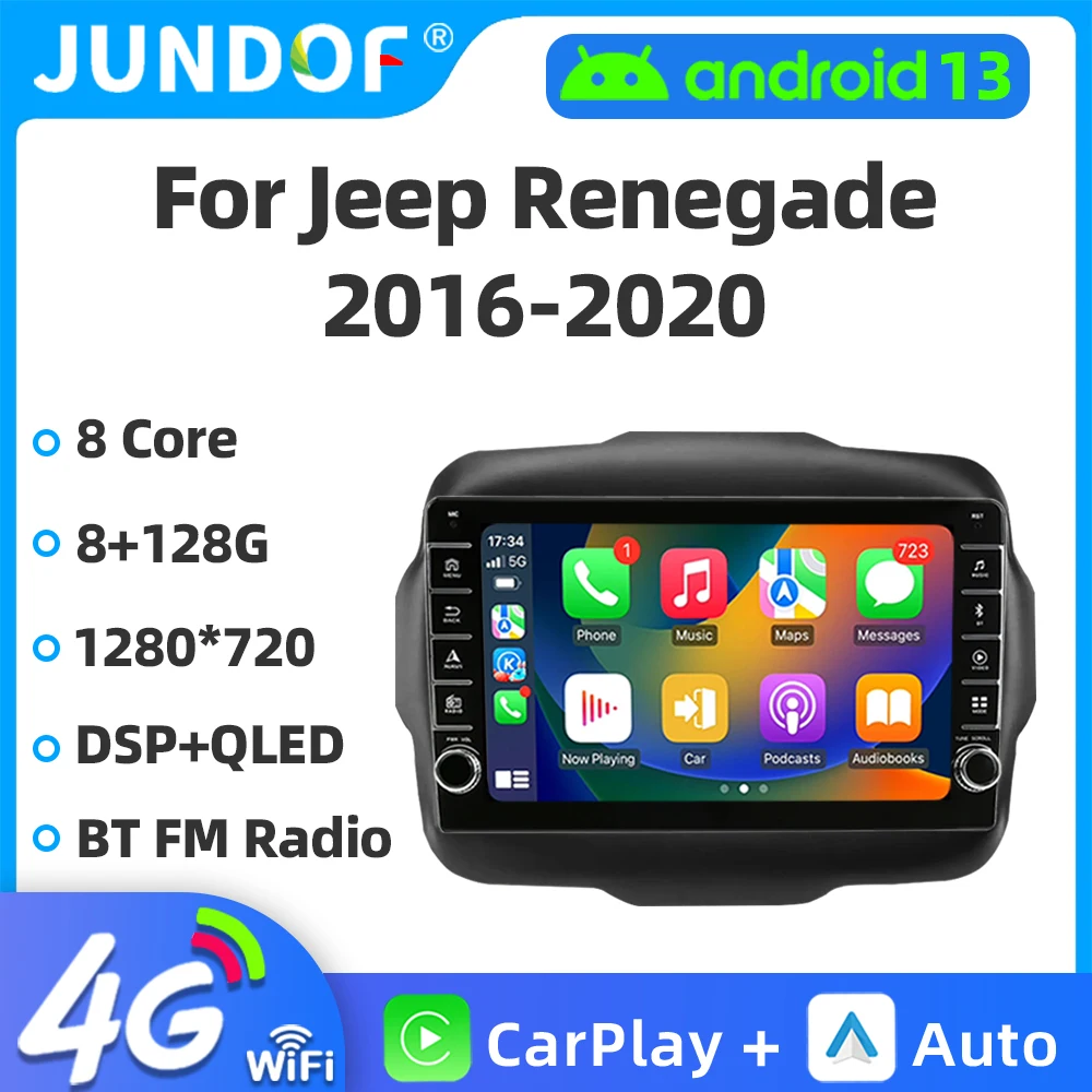 

Android 13 Car Radio Multimedia for Jeep Renegade 2016 - 2020 Stereo Navigation Video Player GPS 4G Carplay Autoradio WIFI 2 Din