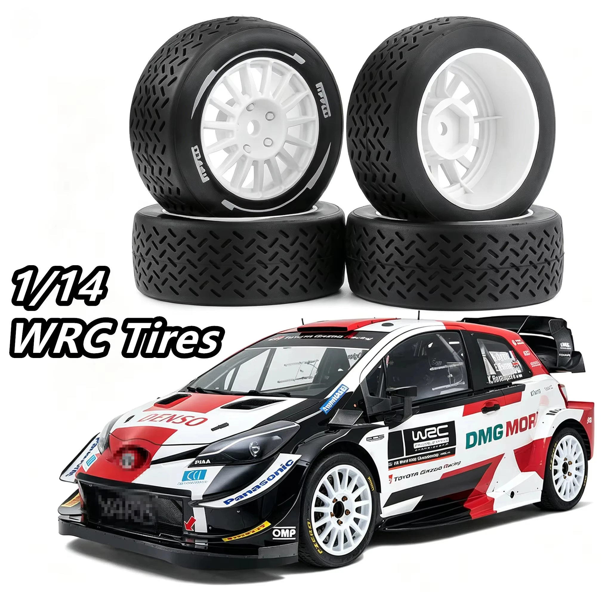 4Pcs 1/14 RC Rally Tires 58mm with Rims 12mm Hex NOT PRE-GLUED for Tamiya M05