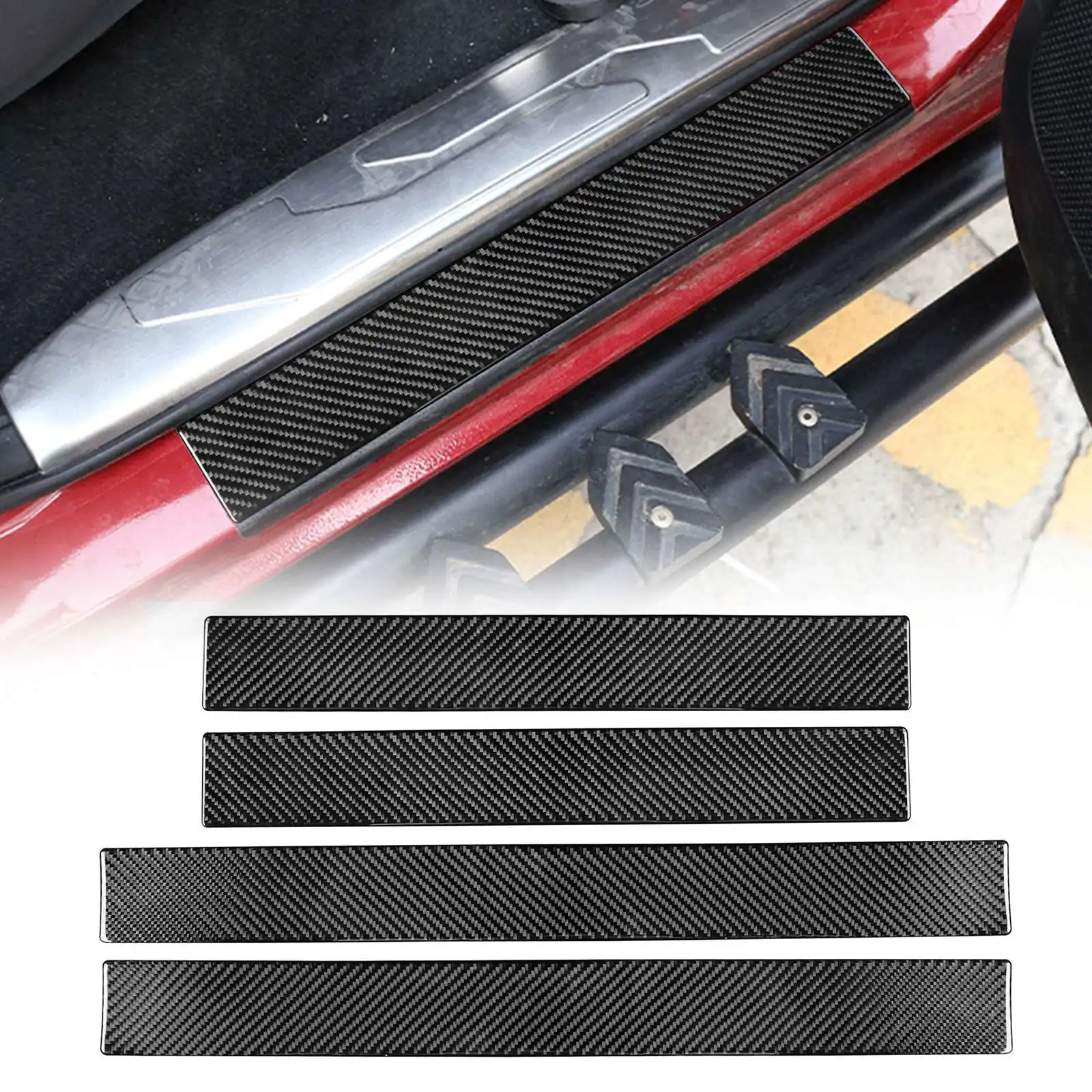 Carbon Fiber Car Accessories Threshold Bar Door Sill Trim Stickers For Toyota Tacuma 2015-2020 Auto Interior Decorative Sticker