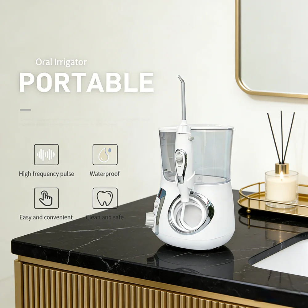 

Электрический ирригатор для полости рта с большим резервуаром 800 мл, 10 режимов, для домашнего использования