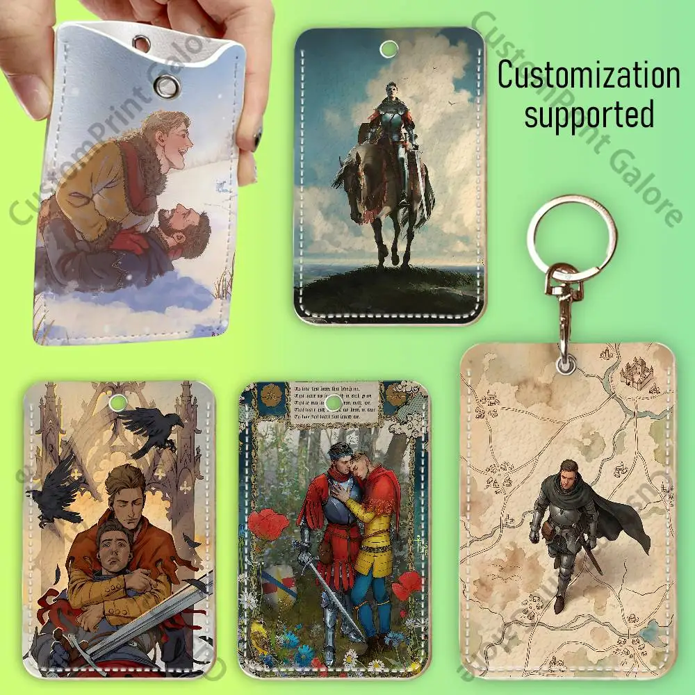 K-Kingdom Hansry Rectangle Card Case Keychain Access Card Bag Key Tag Ring Leather Card Holder Key Ring Access