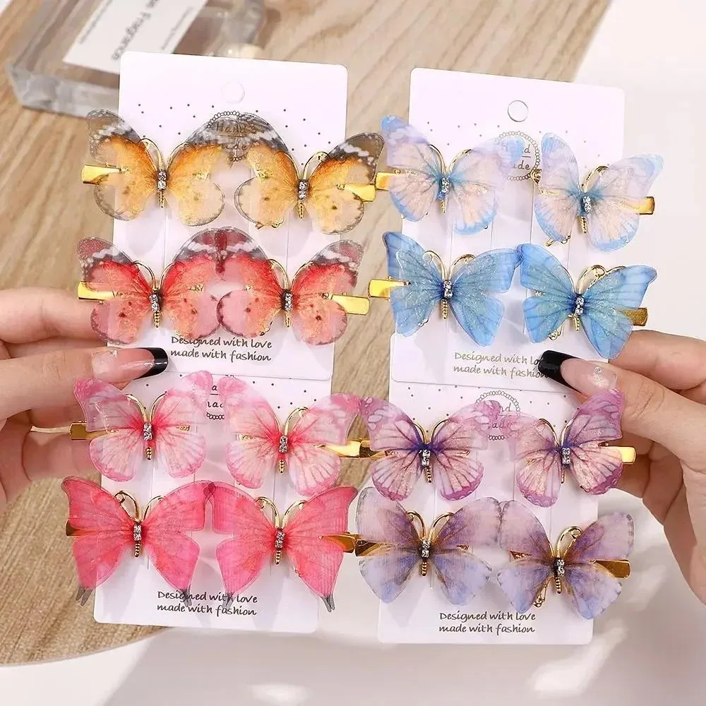 

RIBBON BOWS 4Pcs/set Delicate Butterfly Hair Clips for Womens Fashion Ponytail Alloy Hairgripes Elegant Hair Accessory Hair Clip