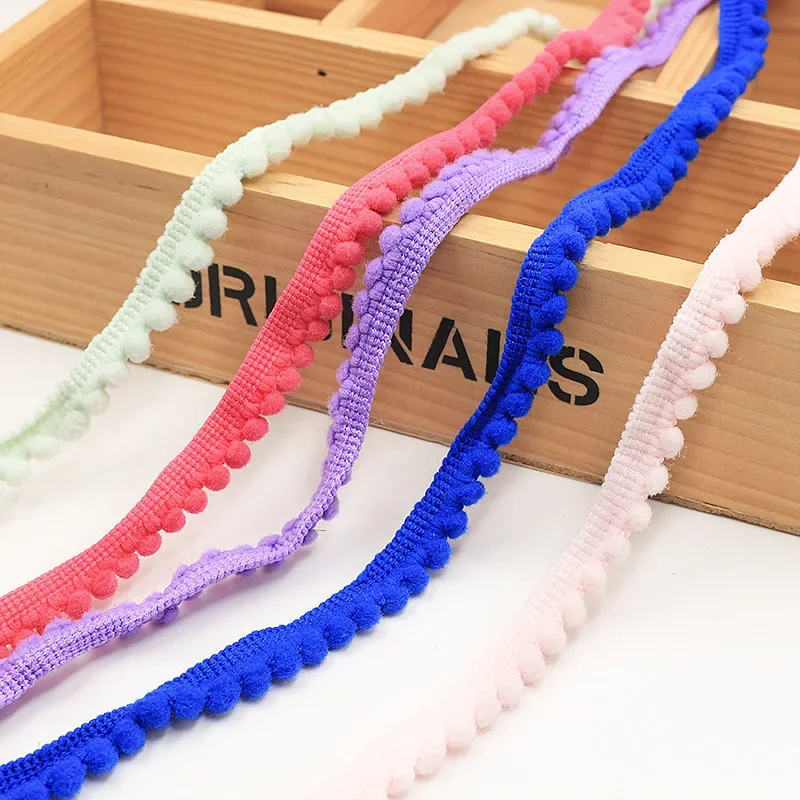 10/5Yards Mini Pompoms Hair Ball Lace Trim Ribbon 11mm Pompom Fringe Ribbon Sewing Lace Kintted Fabric Handmade Craft Decoration