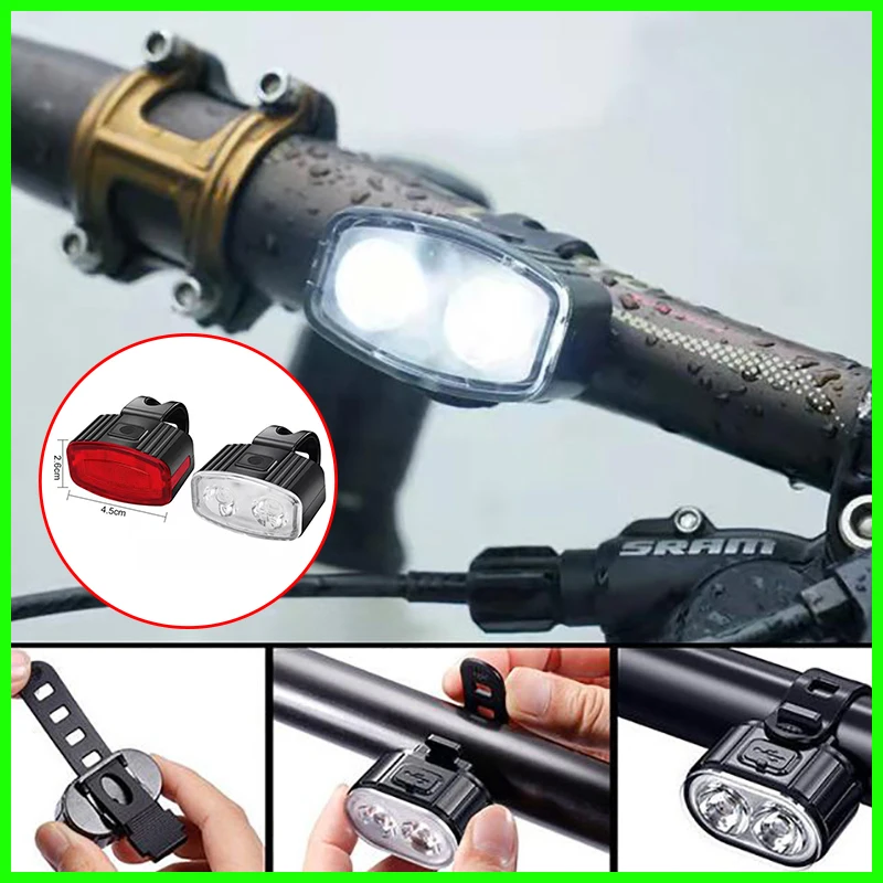 Bike USB Charge Headlight Light Waterproof Cycling Bicycle 4/6 Modes Front Rear Light Set MTB Taillight LED Lantern Bike Parts