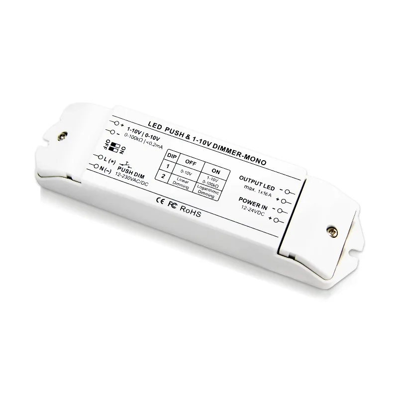 BC‑331‑16A Push Dimming Switch DC12V 24V 1‑10V 0‑10V LED Dimmer PWM Dimming Driver For LED Strip Lighting Control Module