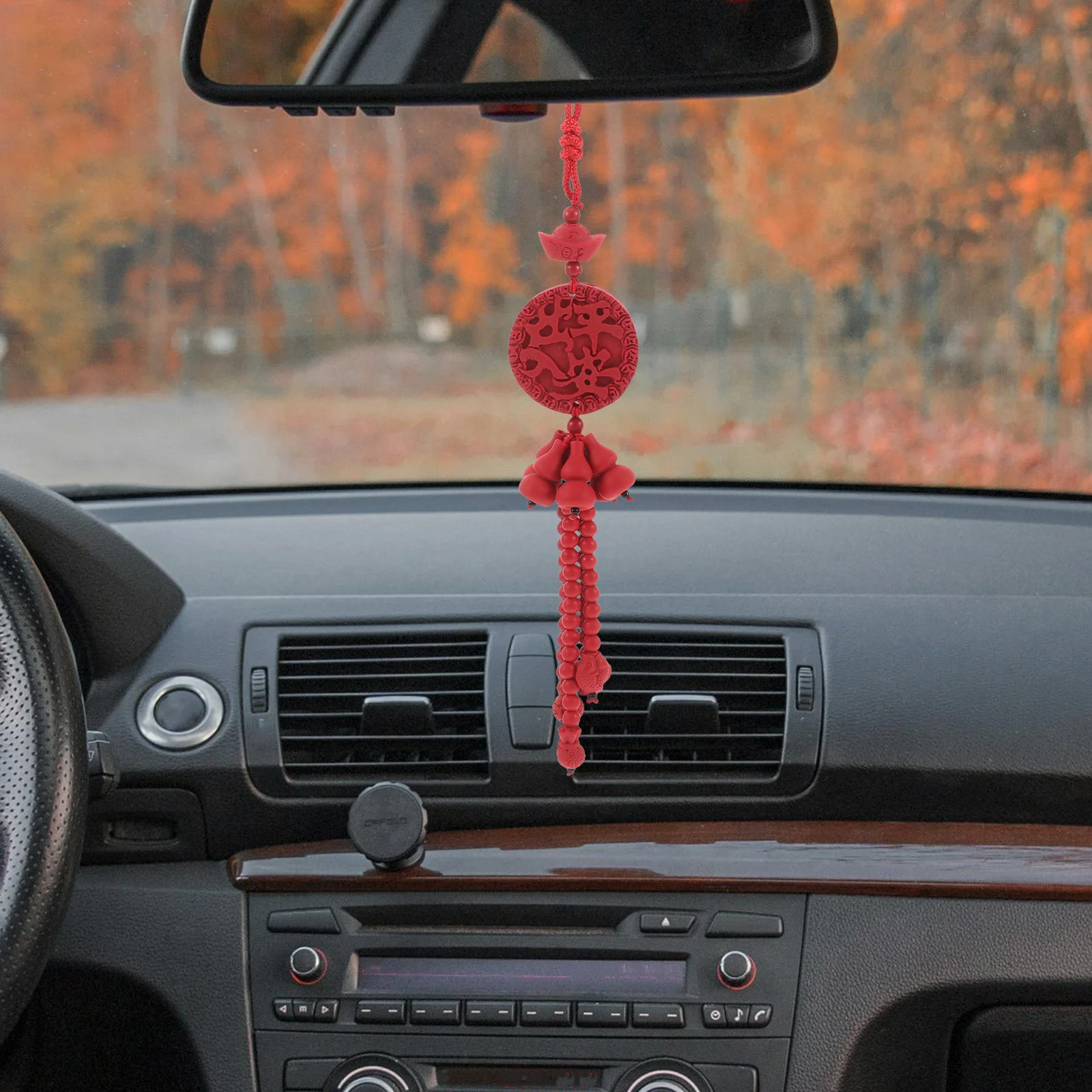 

Car Rearview Mirror Pendant Hanging Charm Creative Gourd Safe Travel Lucky Chinese Style Car Interior Decoration Ornament