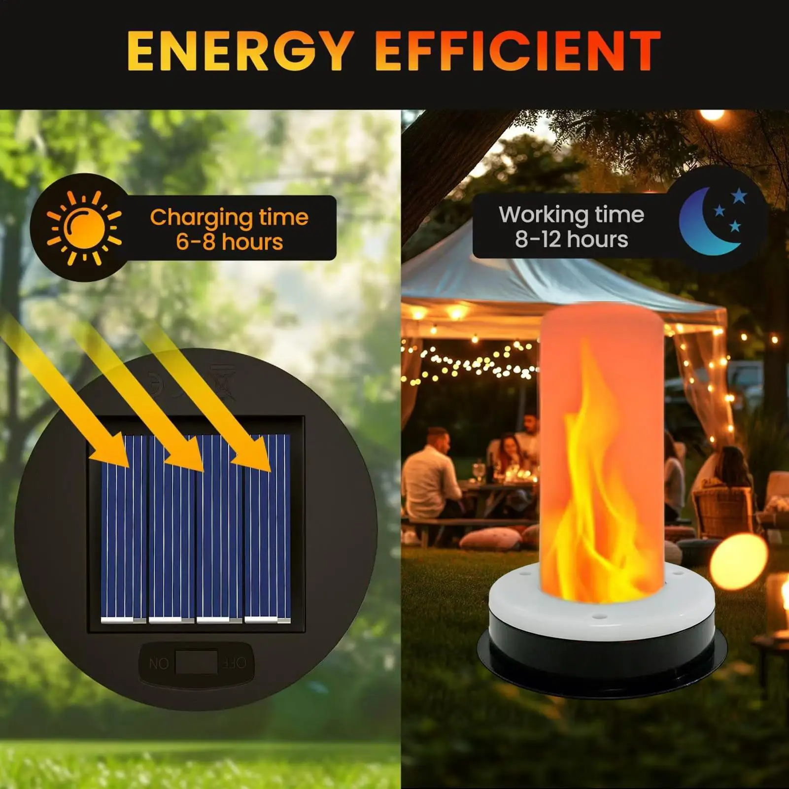 

Flame Light Bulbs Waterproof Solar Powered Lantern Realistic Flickering Light Bulbs For Patio Garden Yard Porch Balcony Garage