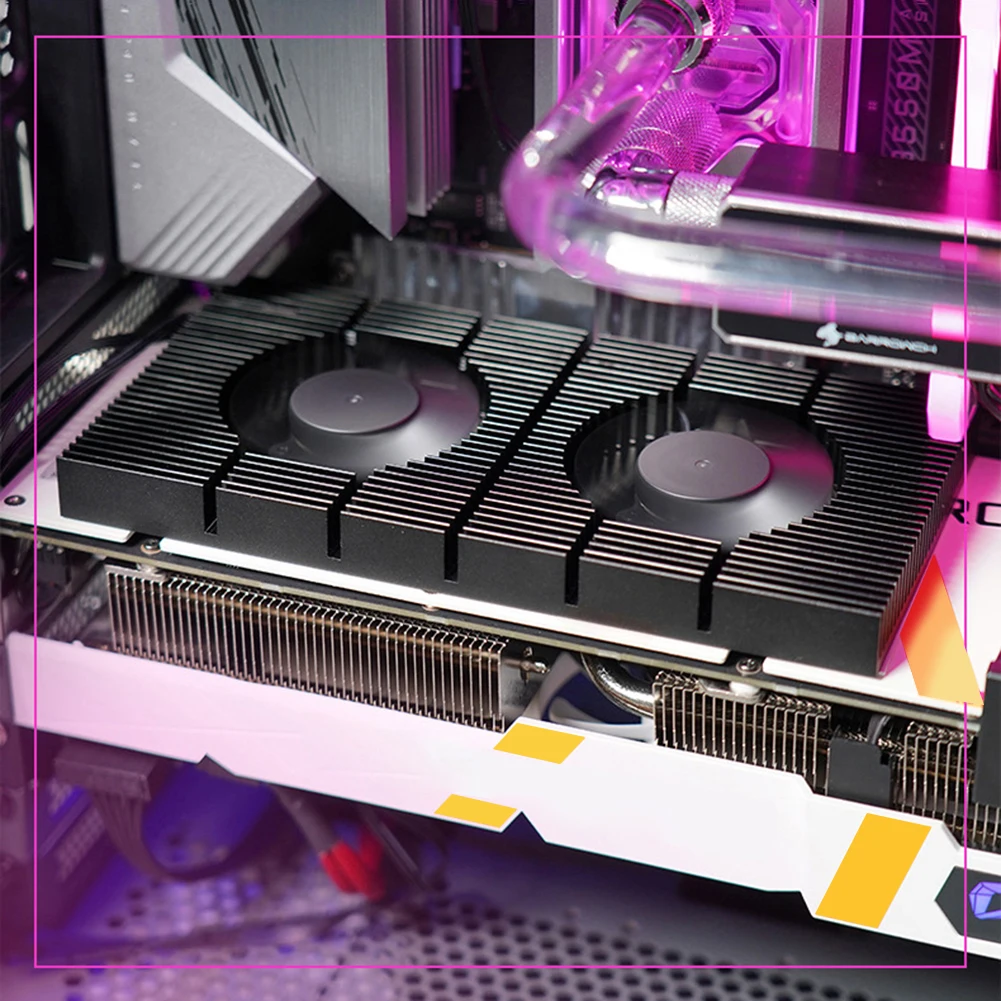 GPU Backplane Radiator Video Memory VRAM Radiator Panel Alloy Aluminum Cooling Backplate Dual Fan for RTX 3090 3080 3070 Series