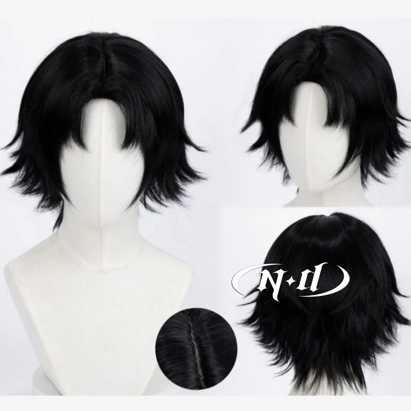 ND Chrollo Lucilfer Cosplay Wig Anime HUNTER×HUNTER Cosplay Short Black Hair for Costume Theme Party High Quality Synthetic Hair