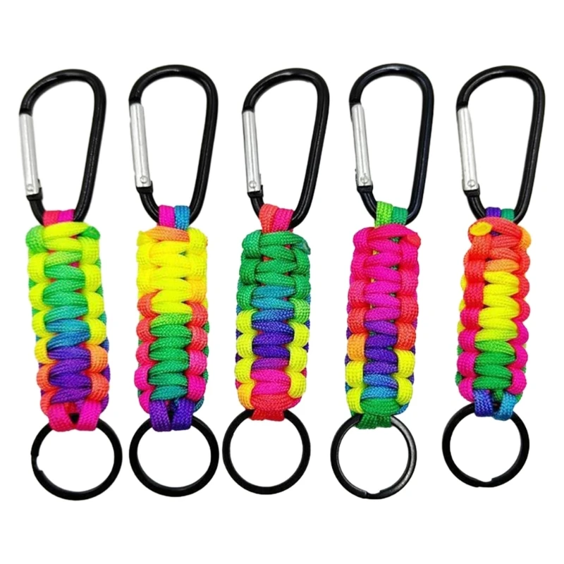 Y1UB 5pcs Versatile Outdoor Carabiner Clip Reliable Keychain Braided Lanyard Hooks Strong & Essential for Outdoor Sport