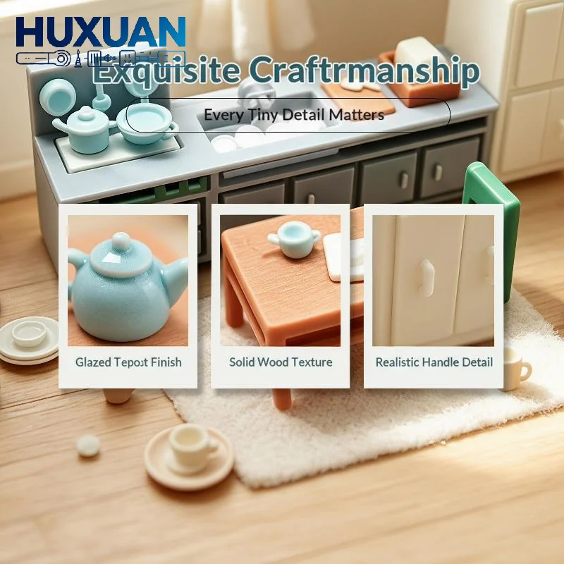 Resin Miniature Dollhouse Furniture Ornament Vivid Kitchen Living Room Scene Model for Display Stand Decoration